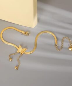 Alternative view of New 21k gold plated Butterfly snake anklet PL-03