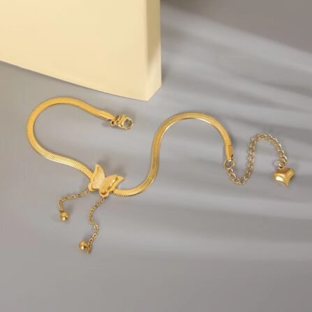 Alternative view of Gold Plated Butterfly Snake Anklet